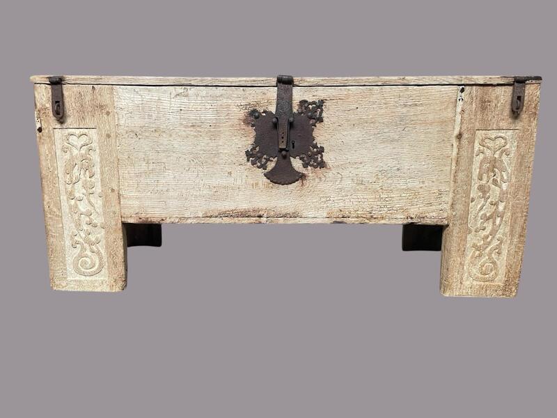 Distressed oak chest from Germany