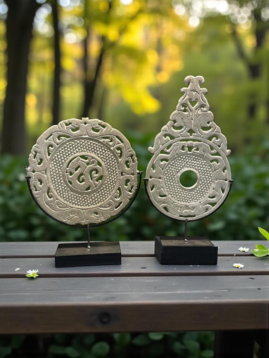 Bi-Disc in Jade, marmer en steen 