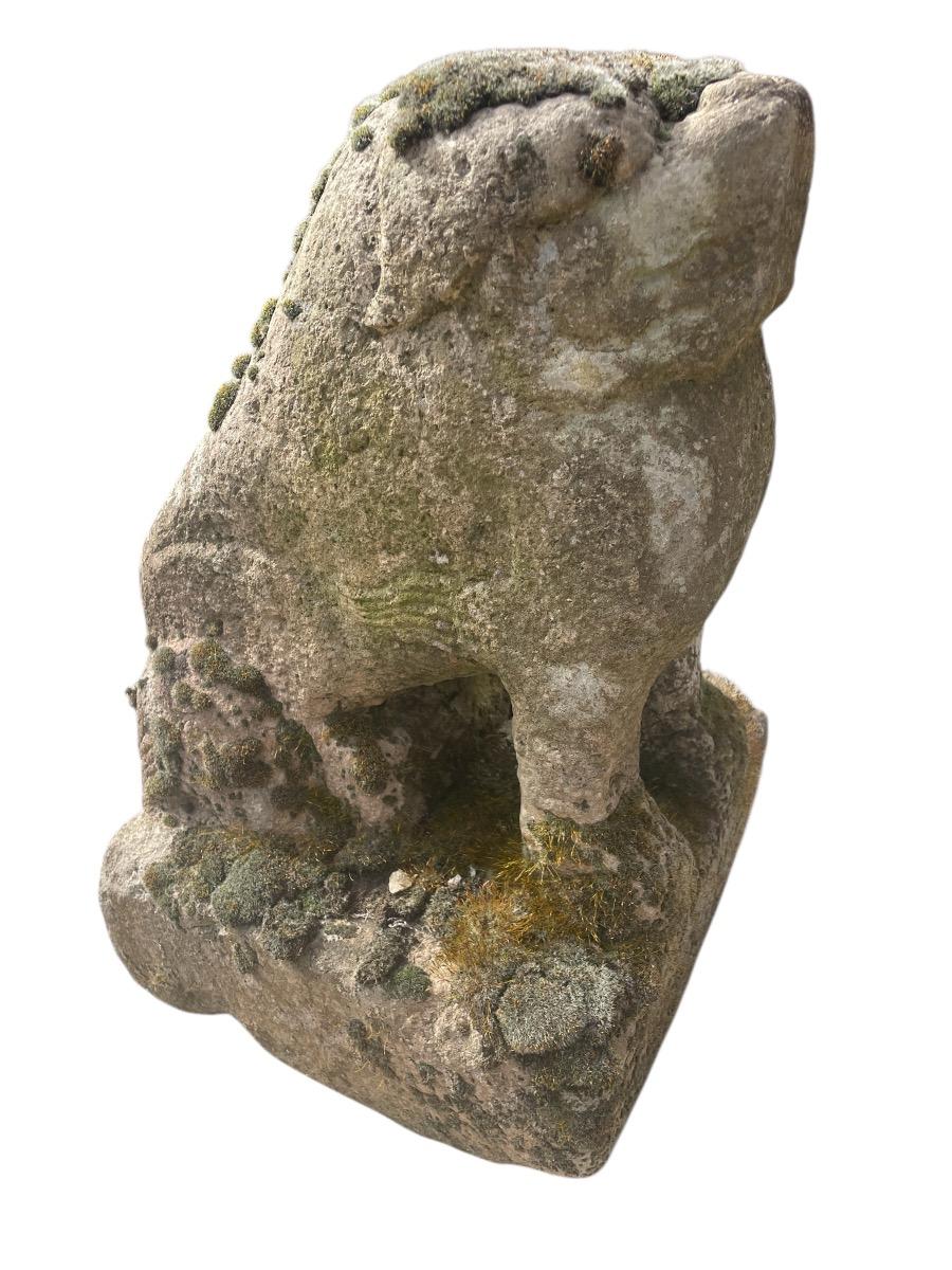 Lion in blue limestone 