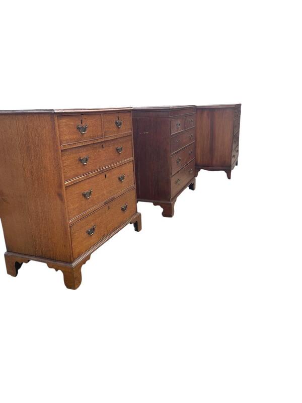 Set of three English oak commodes 