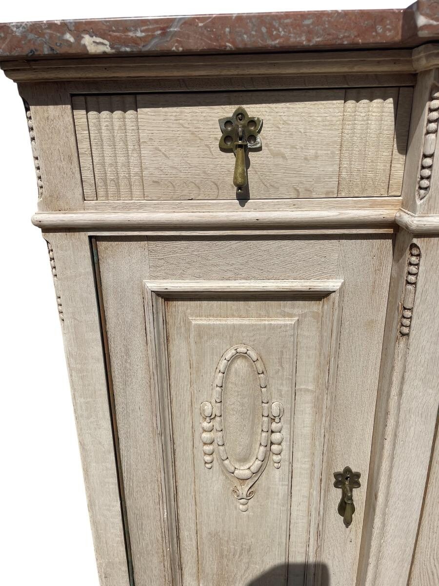 Vlaamse lange dressoir met laden en deuren met Marmer uit België in perfecte staat 