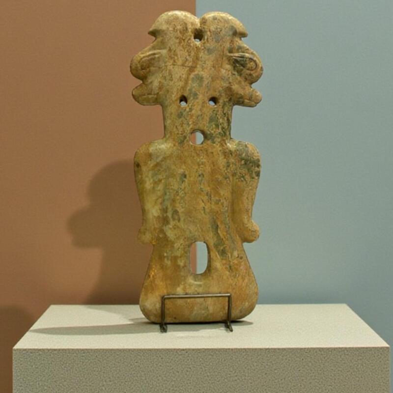 yellow brown hardstone girl sculpture